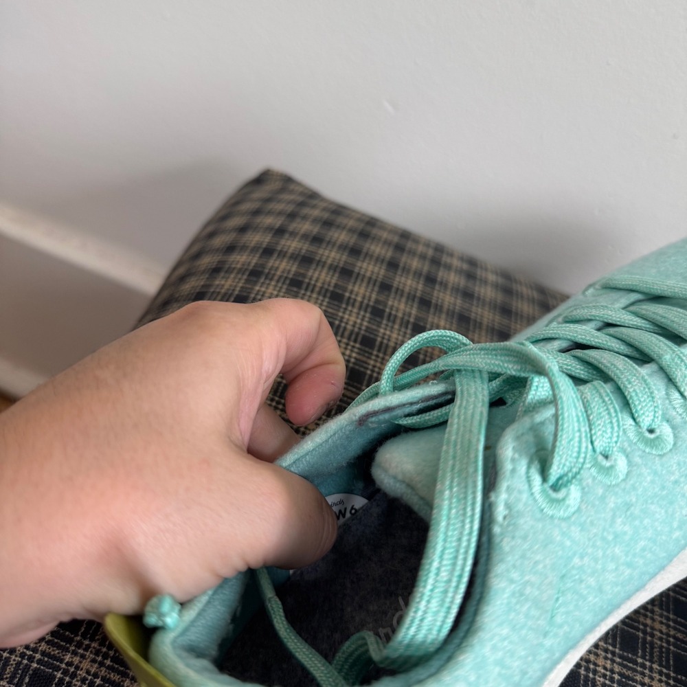 Allbirds Wool Pipers Sustainable Mint Green Lace Up Sneaker Size 6 Marine Blue - Picture 5 of 6